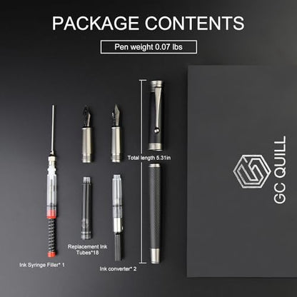 Fountain Pen Set - Fine & Medium Nibs, Includes 18 Ink Cartridges, Ink Refill Converter & Syringe Filler, Gift for Writing, Journaling & Calligraphy MU-13