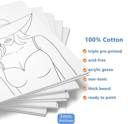 Pre Drawn for Painting for Adults 10 Pack 8X10 Without Frame Sip and Paint Canvas,Drawn Canvas for Painting for Adults,Sip and Paint for Adult's Date Night - style: Without Frame