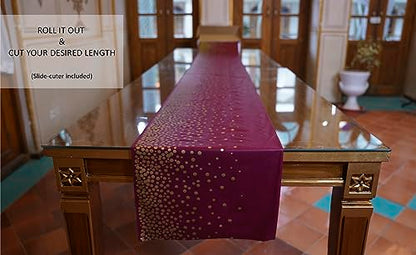 Neatiffy Disposable Plastic Table Cloth Roll with Slide Cutter | Waterproof Cover for Rectangle, Square, Oval Tables | Picnic, Party, Banquet, Birthdays, Weddings - Burgundy Gold Dots - color: Burgundy Gold Dots, size: 54 inches X 100 feet