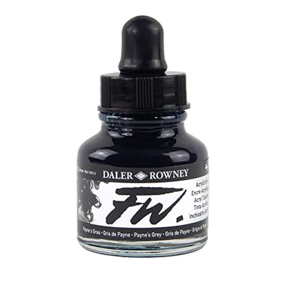 Daler-Rowney FW Acrylic Artists Ink, 1 oz, Paynes Gray (160029065) - color: Payne's Grey