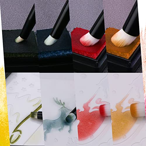 UNIMEIX Mini Blending Brushes for Card Making, Dry Miniature Painting Set Background Blender Paint Brushes Small Detailed Paint Watercolor Brushes (12 Pack) - color: Black