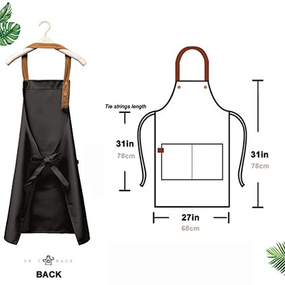 Kitchen Bib Apron with Pockets, Women Men Adjustable Neck Strap Water Resistant Apron for Chef Artist Waiter - color: Black