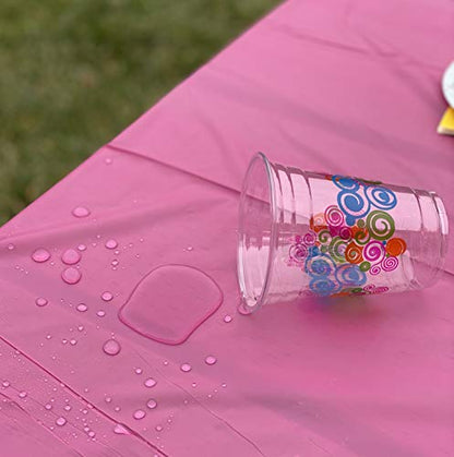 Neatiffy Disposable Plastic Tablecloth Roll | Indoor/Outdoor Table Cover Roll for Rectangle, Square, Round, Oval Tables | Picnic, Party, Banquet, Birthdays, Weddings - 54 in x 108 ft - Pink - color: Pink