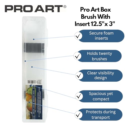 Pro Art Clear Brush Box with Foam Insert, 12.5 by 3-Inch - style: Brush Case with Foam Inserts