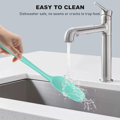 NileHome 6 Pieces Silicone Spatula Set with Silicone Brush,Turquoise - color: Turquoise