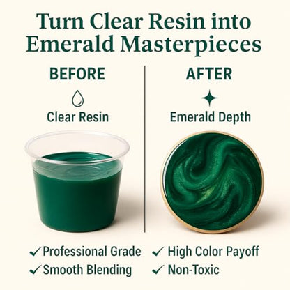 BALTIC DAY Emerald Green Epoxy Resin Pigment Paste XL (191g/6.7oz) – Opaque Epoxy Dye & High Concentration Coloring Paste, Mica Powder Alternative for Resin Art, Jewelry, Tumblers - color: Emerald Depth XL