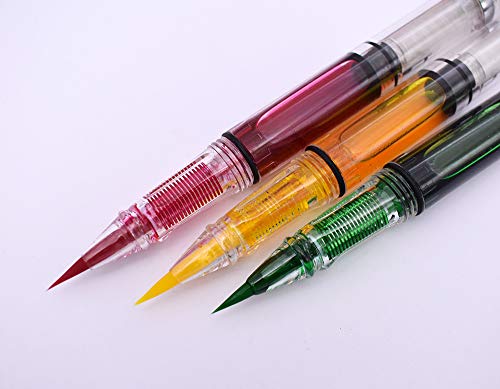 3PCS Yongsheng 3009 Piston-Filled flexible Brush Tip Fountain Pen Fine to Broad For Sketch,Drawing,Scrapbook and Calligraphy Painting - color: Fountain Pen Brush