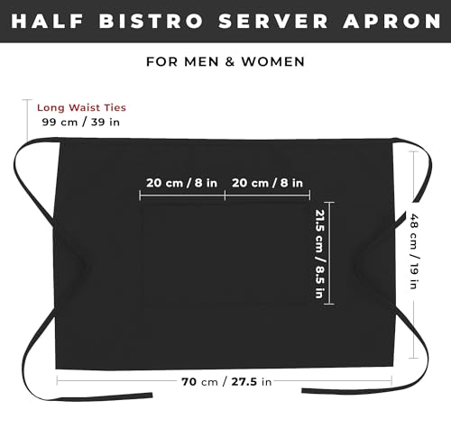 Chef Works Unisex Half Bistro Server Apron - color: Black, 2 Pack