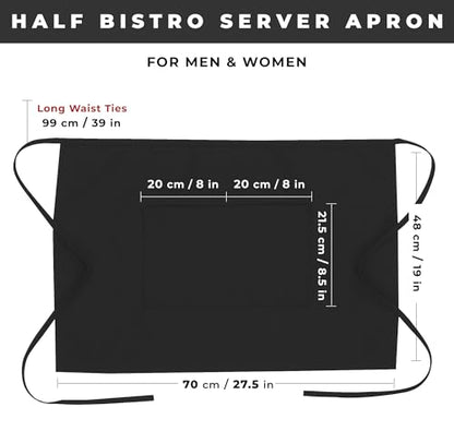 Chef Works Unisex Half Bistro Server Apron - color: Black, 2 Pack