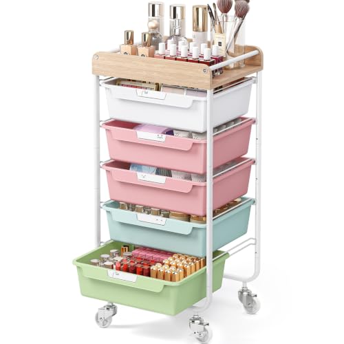 SYKIARIOL Utility Cart with Drawers,Craft Cart with 5 Drawers,Colorful - color: Colorful, size: 5-Drawer