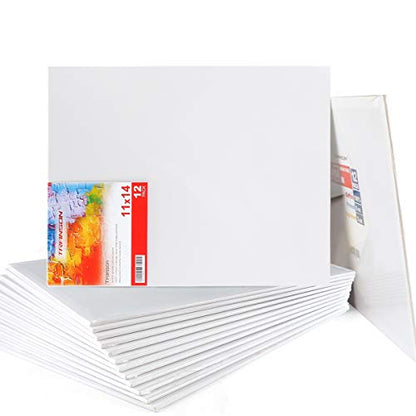 Transon 12 Pack 11x14 Inch Canvas Panel for Painting, with Heavy Duty MDF Backing Boards, 100% Cotton Acid-Free Primed for Beginners Art Crafts - size: 11*14" 12-PACK