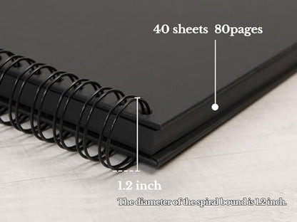potricher 12 x 12 Inch Large DIY Scrapbook Photo Album 80 Pages, Black - color: Black, size: 12 Inch 80 Pages