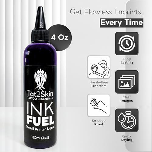 INKFUEL Stencil Printer Ink Refill, Compatible for Stencil Printers, Mess-Free Refilling, High-Definition Stencil Designs, Gentle on All Skin Types (120ml (4oz), Violet) - size: 4.1 fl oz