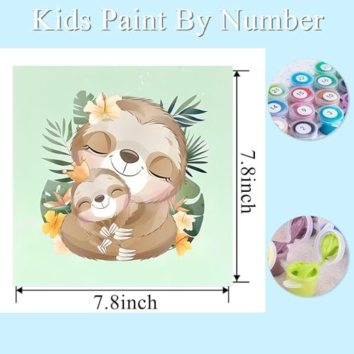 bleihum 4 Pack Paint by Numbers for Kid Ages 4-8 Animals 8x8inch | Animal Paint by Number Kits for Kids, DIY Animal Oil Painting for Home Decoration