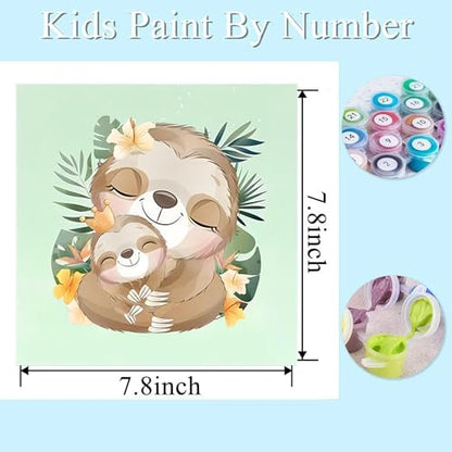 bleihum 4 Pack Paint by Numbers for Kid Ages 4-8 Animals 8x8inch | Animal Paint by Number Kits for Kids, DIY Animal Oil Painting for Home Decoration