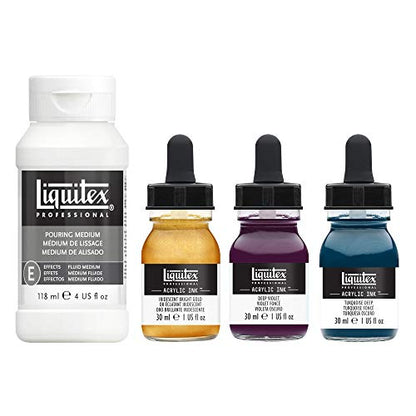 Liquitex Professional Acrylic Ink, 1-oz (30ml), Pouring Technique, Deep Colors, Set of 4 | Ultra Fluid Acrylic, Highly Pigmented, Dye-Free, Non-Fading, Satin Finish, Permanent When Dry, Lightfast - color: Pouring Set - Deep Colors