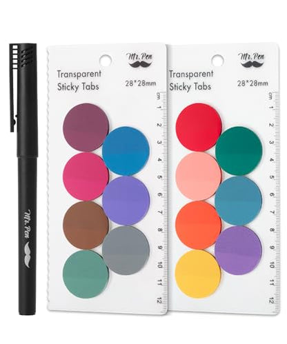 Mr. Pen- Round Transparent Sticky Notes, 1.1” Diameter, 14 Pads, 560 Sheets - color: Retro, size: 560 pcs