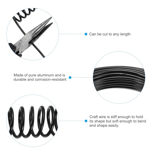 PATIKIL 32.8ft Aluminum Wire, 1pcs Jewelry Wire Aluminum Craft Wire 2mm 12 Gauge Wire Metal for Jewelry Making Beading Crafting Pendants Art, Black - color: Black, size: 2mm