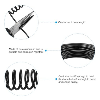 PATIKIL 32.8ft Aluminum Wire, 1pcs Jewelry Wire Aluminum Craft Wire 2mm 12 Gauge Wire Metal for Jewelry Making Beading Crafting Pendants Art, Black - color: Black, size: 2mm
