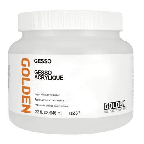 GOLDEN Gesso, 32 fl. oz. Jar, Professional Acrylic Gesso, Opaque