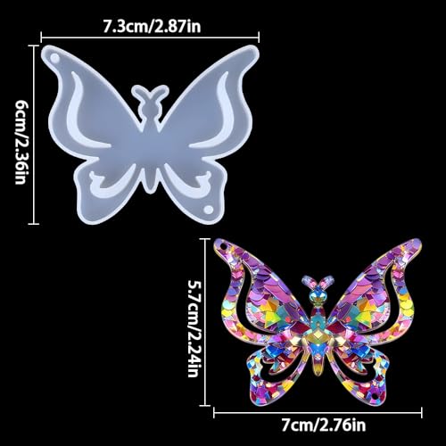 3D Butterfly Resin Mold Silicone Molds for Resin Casting Butterfly Silicone Mold DIY Keychain Pendant Bookmark Jewelry Mould Home Decorations Cute Animal Epoxy Molds for Crafts Candle Soap Moulds