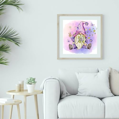 Yanfairy Gnome Diamond Art Painting Kits for Adults, Full Drill Diamond Dots Paintings for Beginners, Round 5D Paint with Diamonds Pictures Gem Art Painting Kits DIY Crafts Kits 12x16inch - color: Gnome Butterfly