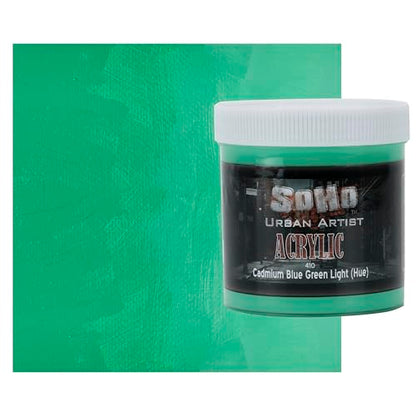 Soho Urban Artist Heavy Body Acrylic Paint - 500 ml Jar - Cadmium Blue Green Light Hue - Thick, Rich Color, Excellent Coverage, Professional Quality - Artists Acrylic Paint - color: Cadmium Blue Green Light Hue, size: 16.91 Fl Oz (Pack of 1)