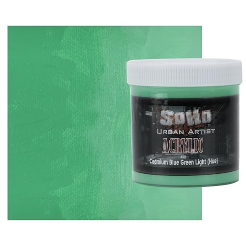 Soho Urban Artist Heavy Body Acrylic Paint - 500 ml Jar - Cadmium Blue Green Light Hue - Thick, Rich Color, Excellent Coverage, Professional Quality - Artists Acrylic Paint - color: Cadmium Blue Green Light Hue, size: 16.91 Fl Oz (Pack of 1)