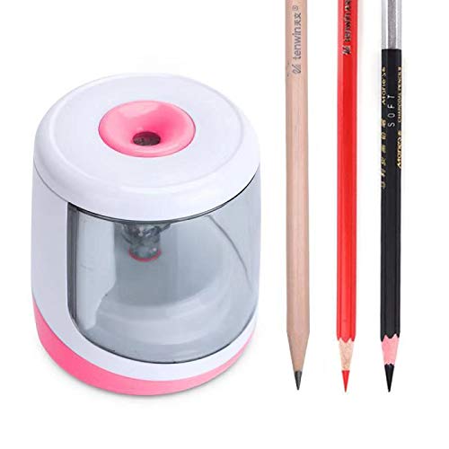 Electric Pencil Sharpener Powered by Battery Powerful Stall-Free Motor,Compact Manual Pencil Sharpener for Kids, High Capacity Shavings Tray,Affordable Gift, for Pencils (6-8mm)