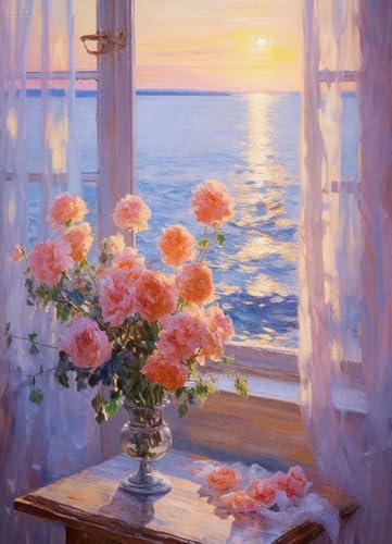 ZRIZQ Paint by Numbers Kit for Adults Beginner,Flowers Landscapes,16x20 | Full set with wooden brushes,rolled canvas,rich paints.Calming activity.Beginner friendly.Just open and paint. - color: 16"X20"Rolled Canvas-Flowers 2