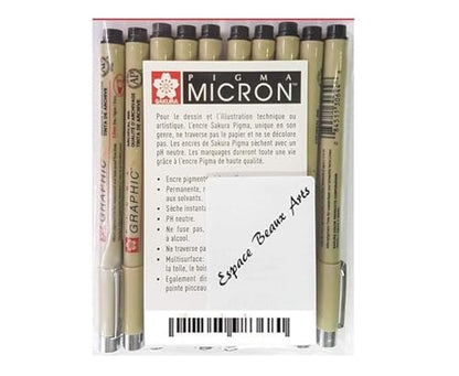 SAKURA Sakura Pigma Micron 10 Fineliners Black 0.4 mm Fine Tip