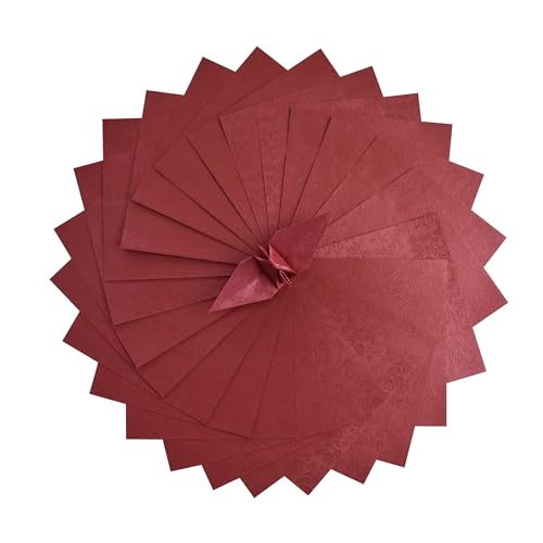 100 Origami Paper Sheets Paper Pack Paper Flower Pattern, Embossing, Pearl Coating for Folding Paper, Origami Cranes,Scrapbook (Red, 6x6 inches) - color: Red, size: 6x6 inches