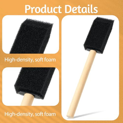 5 Pcs Foam Paint Brushes, 1" Sponge Paint Brush with Wood Handle, Sponge Brushes for Painting DIY Craft Varnishes Painting and Cleaning