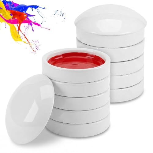 2 Pack Ceramic Watercolor Painting Palette,5 Layers Stackable Watercolor Mixing Trays Set for Watercolor, Gouache, Acrylic, Art Students & Professionals