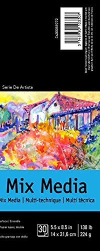 Canson Artist Series Mixed Media Paper, Wirebound Pad, 5.5x8.5 inches, 30 Sheets (138lb/224g) - Artist Paper for Adults and Students - Watercolor, Gouache, Graphite, Ink, Pencil, Marker