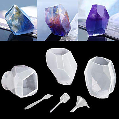 Polymer Clay/Resin Epoxy Molds - DIY 'Quartz Crystal' Kit - Set of 3 Silicone Shapes - Create Your Own Clear or Opaque Crystal Shaped Objects - Easy to Remove After Molding - Soft, Durable, Reusable