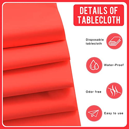 Eleclassi Red 12 Pack Premium Disposable Plastic Tablecloth 54 x 108 in - Plastic Table Cloth Disposable Tablecloth for Rectangle Table Up to 8 Feet - color: Red, size: 12 Pack Rectangle