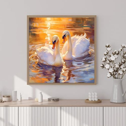 Artunion Framed Paint by Numbers Kit for Adults Beginners & Kids Ages 8-12,Swan Couple Paint by Number with Frame,Animal Paint by Numbers Kit on Canvas 10 * 10 Inch Without Easel - color: ZXT-398-F