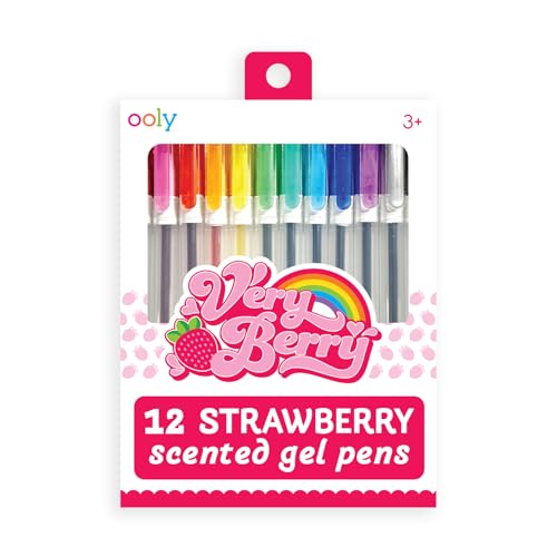 Ooly Scented Very Berry Gel Pens, Set of 12, 0.7mm | Ages 3+, 0.7mm Nib, Strawberry Scented, Fun Art and Stationery Supplies for Kids and Adults, Great Gift Idea - style: Classic Colors