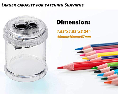 Manual Pencil Sharpener Double Holes Duty Metal Sharp Blade Jumbo Crayon XL Sharpener with Large Round Catches Sharpening Regular Pencils HB Graphite Colored Pencils for Teachers Artists