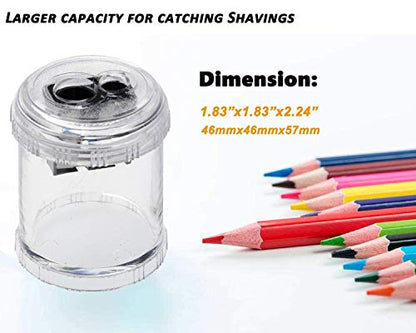 Manual Pencil Sharpener Double Holes Duty Metal Sharp Blade Jumbo Crayon XL Sharpener with Large Round Catches Sharpening Regular Pencils HB Graphite Colored Pencils for Teachers Artists