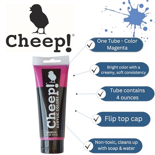 Cheep! Acrylic Paint Tube, 4 oz, Magenta, 4-ounce - color: Magenta, 4-ounce