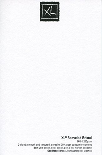 Canson XL Series Recycled Bristol Pad, Foldover, 11x14 inches, 25 Sheets - Artist Paper for Students, Marker, Pen, Ink, Pencil - size: 11x14, style: Bristol, Recycled