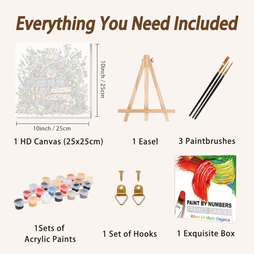 AUKELHJ Framed Paint by Numbers Kit for Adults, Book, 10x10 inch - color: 13-Book