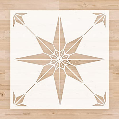 2pcs Reusable Tile Stencils 12 x 12 Inch Template for Painting Floor Cement Wall Furniture Wood DIY Home Décor Art Craft - size: 12x12 inch