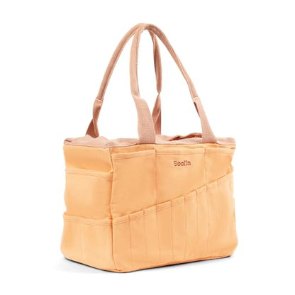Soolla Studio Bag: Art Supply Storage Organizer & Pottery Tool Bag, Washable Tote, Yarn Bag, Crochet, 30 Pockets, 15+ Colors - color: Creamsicle Crush