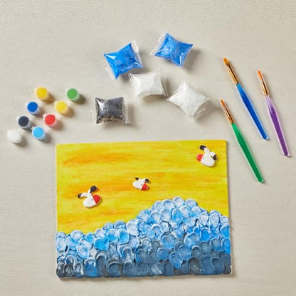 DIY Canvas Painting Kit with Clay, 3 Blank 8x10 Inch Canvas Panels, 5 Packs of Clay, 8 Vibrant Acrylic Paint Colors, and 3 Brushes, Creative Art Kit for DIY Projects & Crafting Fun - size: 8"x10"(3-Pack), style: DIY Clay