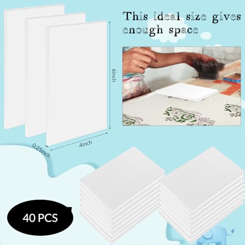 Frienda 40 Pcs 4"x6" Rubber Carving Blocks Linoleum Block Stamp Making Kit Soft Rubber Carved Brick for Stamp Maker Printmaking Supplies Craft Project(White) - color: White