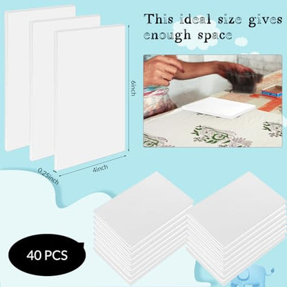 Frienda 40 Pcs 4"x6" Rubber Carving Blocks Linoleum Block Stamp Making Kit Soft Rubber Carved Brick for Stamp Maker Printmaking Supplies Craft Project(White) - color: White