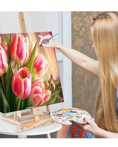 Blissroot Framed Paint by Numbers Kit for Adults Beginner&Kids Ages 8-12,10x10inch Flowers Tulip Paint by Numbers with Frame, Small Tulips Paint by Number Framed Canvas (Without Easel) - color: BR001F1, size: 10"x10"